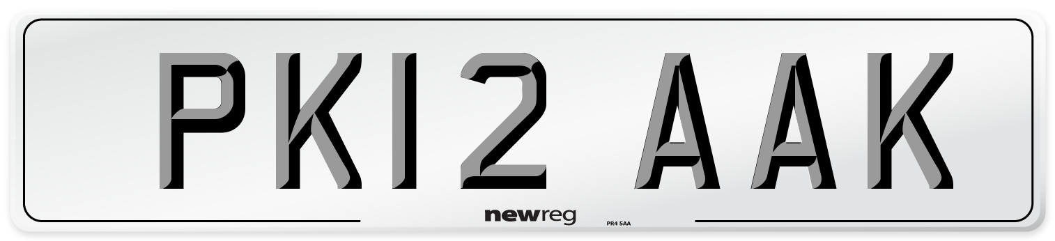 PK12 AAK Number Plate from New Reg